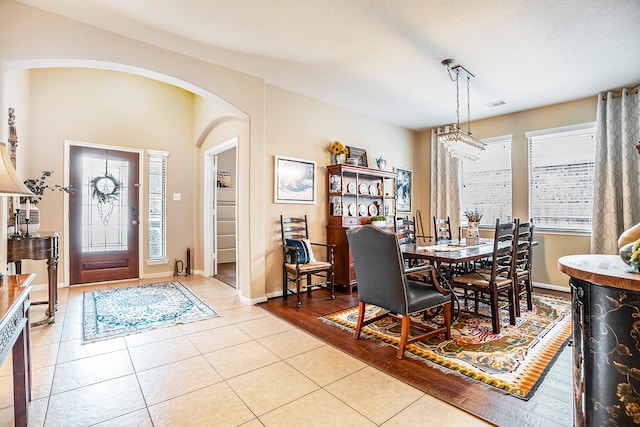 view of tiled dining area