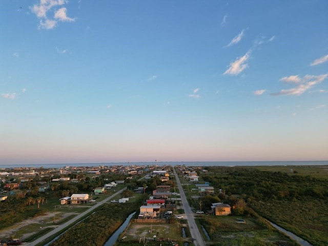 view of aerial view at dusk