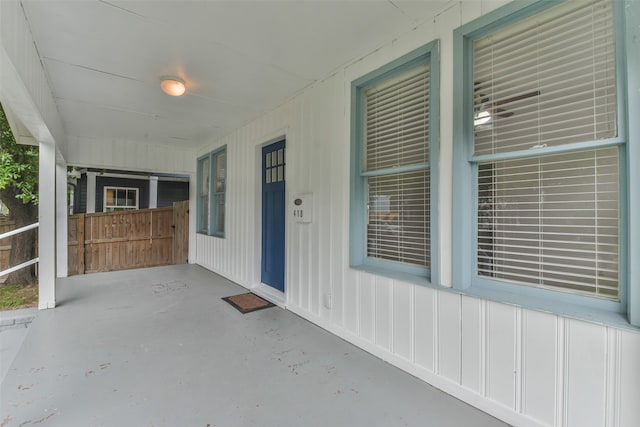 view of patio featuring a porch