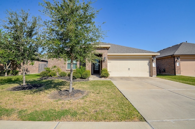 view of front of house with a garage and a front yard