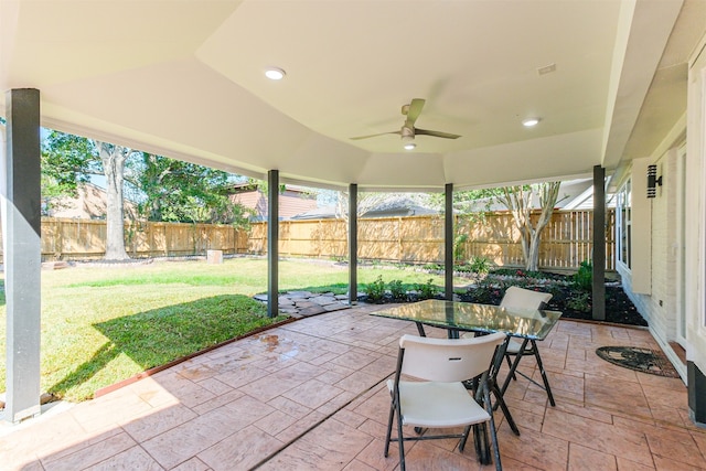 view of patio with ceiling fan