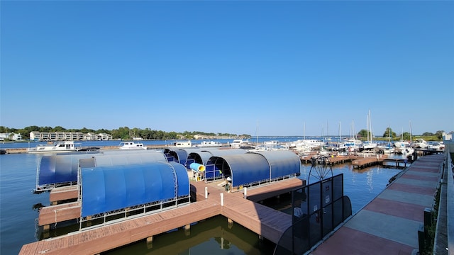 view of dock featuring a water view