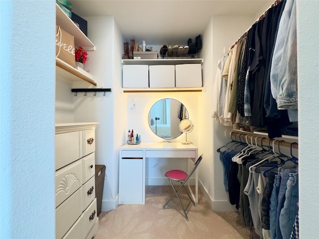 spacious closet with light colored carpet