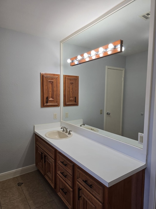 bathroom with tile patterned flooring and vanity