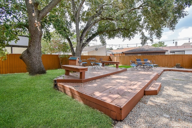 deck with a lawn