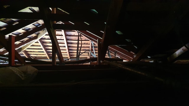 view of unfinished attic