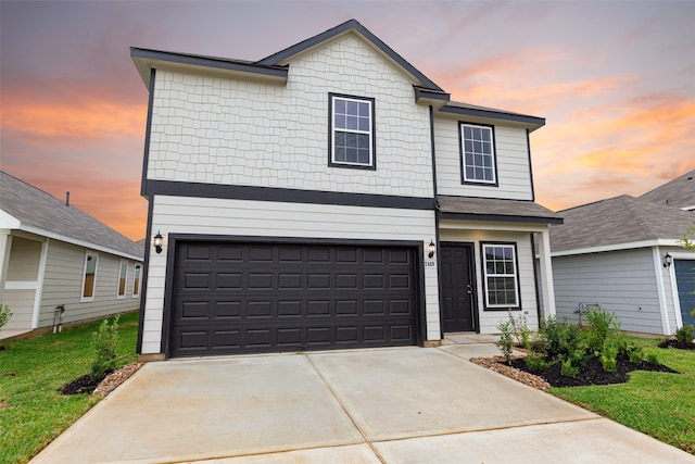 view of property with a garage