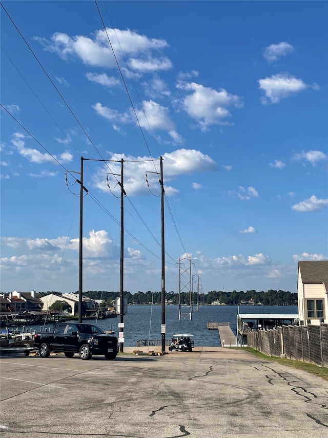 view of water feature featuring a dock