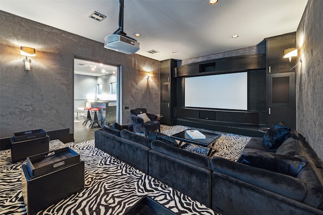 view of tiled home theater