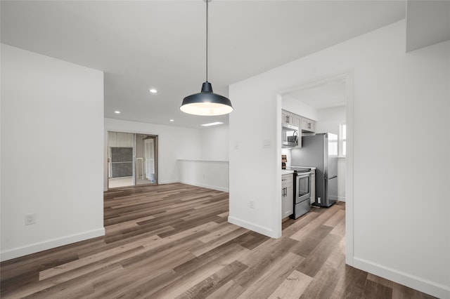 interior space with light hardwood / wood-style flooring