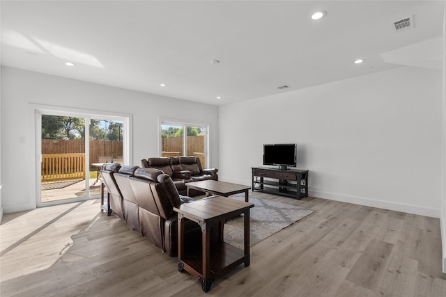 living room with light wood-type flooring