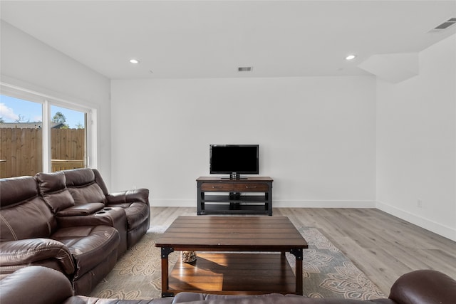 living room with light wood-type flooring