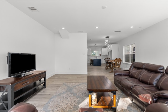 living room featuring light hardwood / wood-style flooring