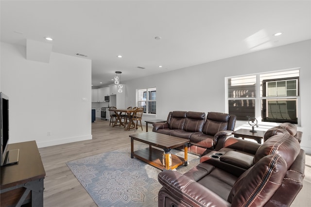 living room featuring light hardwood / wood-style flooring