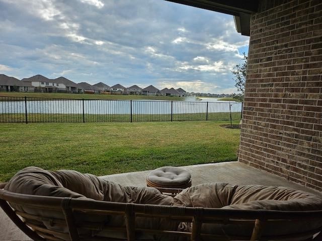 view of yard with a water view