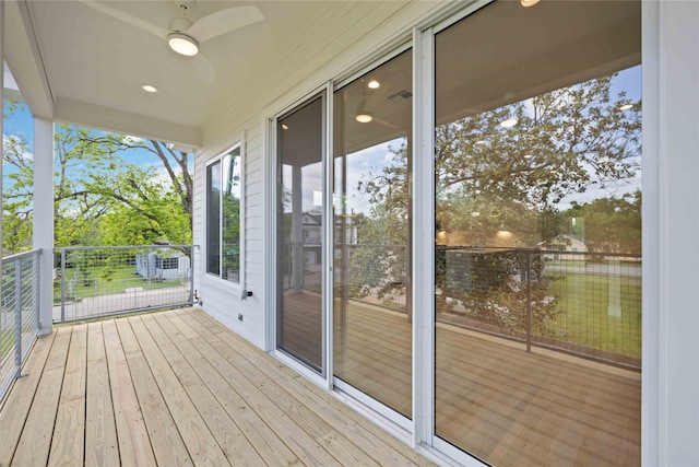 deck featuring ceiling fan