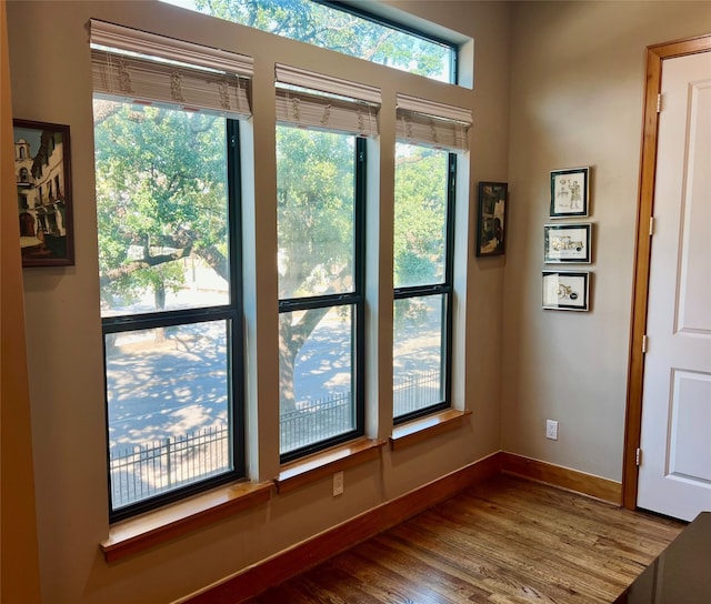 entryway with hardwood / wood-style flooring