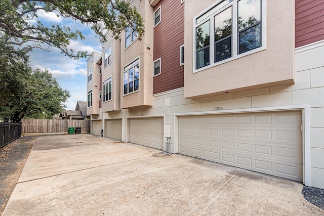 exterior space featuring a garage