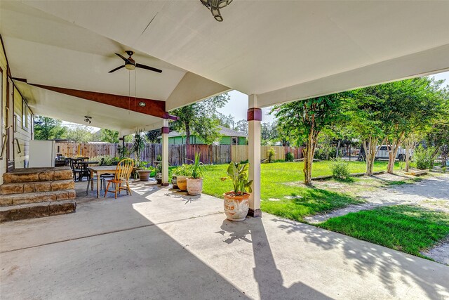 view of patio / terrace featuring ceiling fan