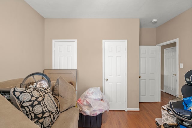 bedroom with wood-type flooring