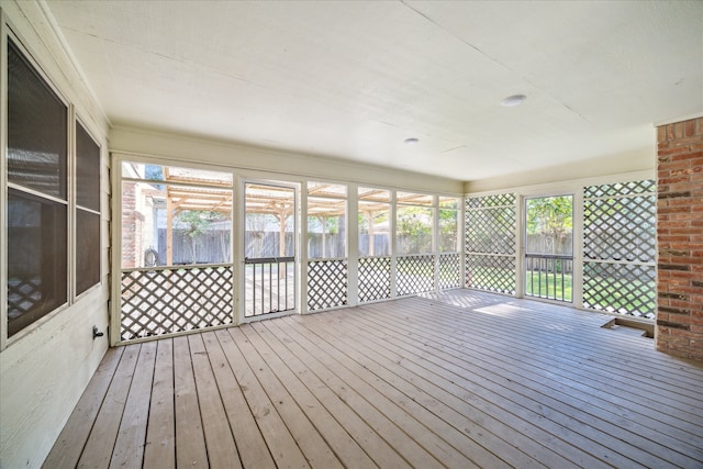 view of unfurnished sunroom