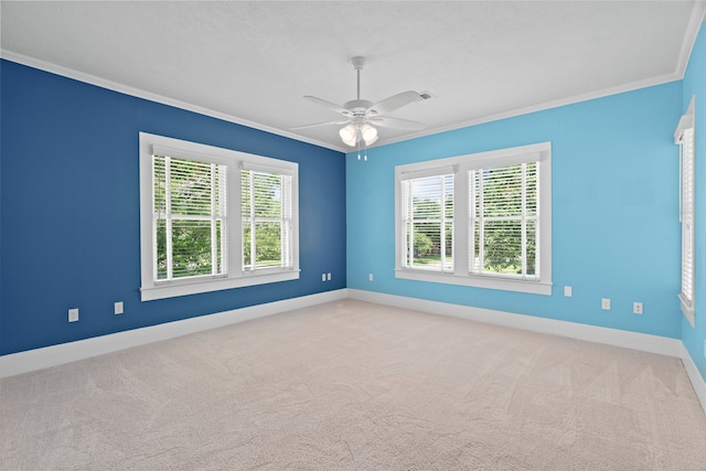 603 Hardeman St, Sealy, TX 77474 - carpeted empty room featuring baseboards, ceiling fan, and crown molding