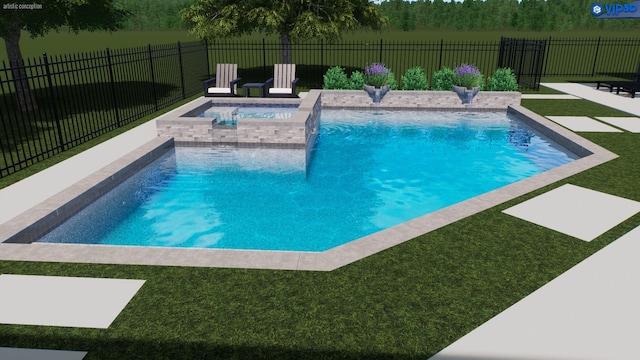 603 Hardeman St, Sealy, TX 77474 - view of pool featuring fence, a fenced in pool, an in ground hot tub, and a yard
