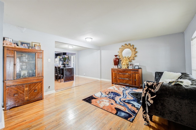 living area featuring light hardwood / wood-style floors