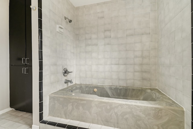 bathroom with plus walk in shower and tile patterned floors