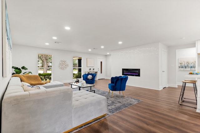 living room with hardwood / wood-style floors