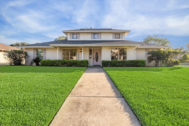 view of front of home featuring a front lawn