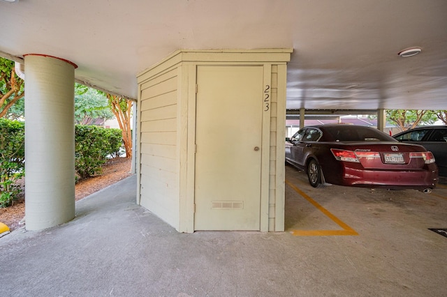 view of garage