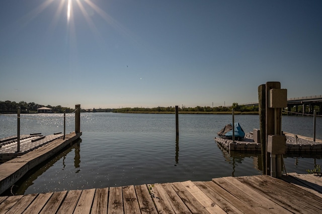 dock area featuring a water view