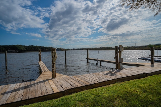 view of dock featuring a water view