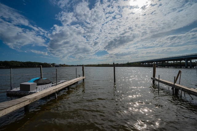 view of dock featuring a water view