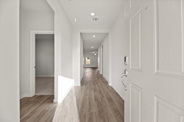 hall featuring light wood-type flooring