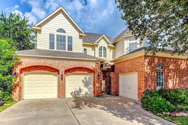 view of front of house with a garage