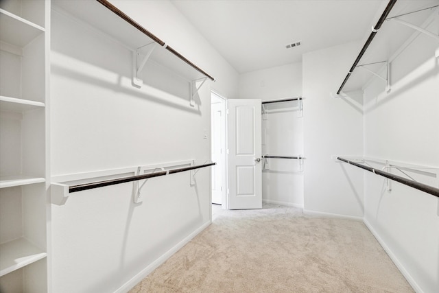 spacious closet with light colored carpet