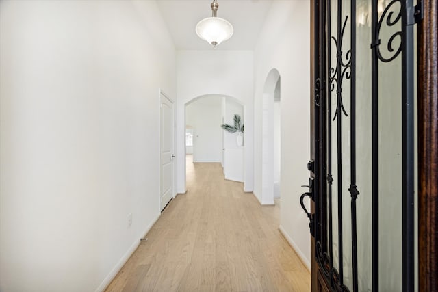 hallway featuring light wood-type flooring