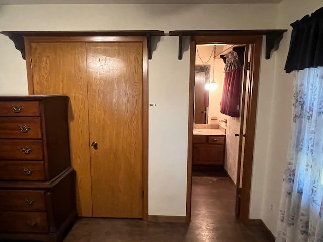 hall featuring dark hardwood / wood-style flooring