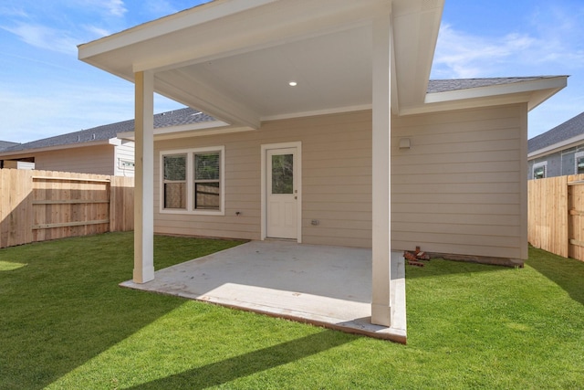 exterior space with a yard and a patio