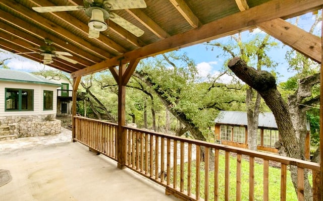 view of patio with ceiling fan