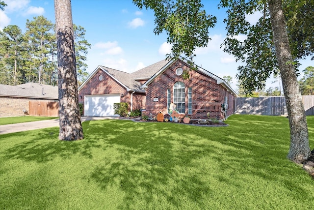 view of front facade featuring a front yard and a garage