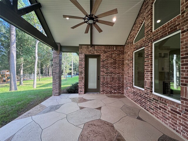 view of patio / terrace with ceiling fan