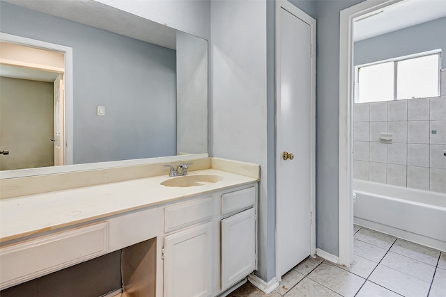 bathroom featuring tile patterned flooring and vanity