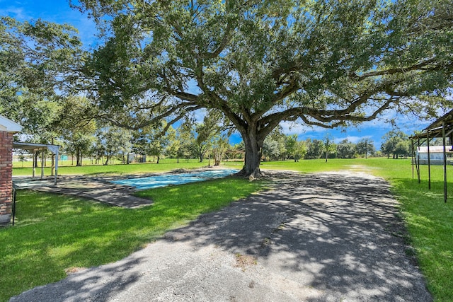 view of home's community featuring a lawn