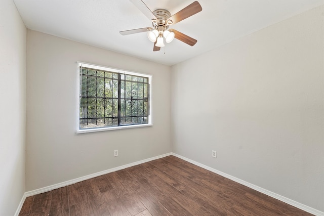 unfurnished room featuring ceiling fan and hardwood / wood-style flooring