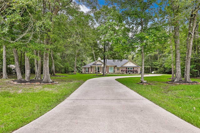 view of front of house with a front lawn