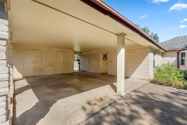 exterior space featuring a carport