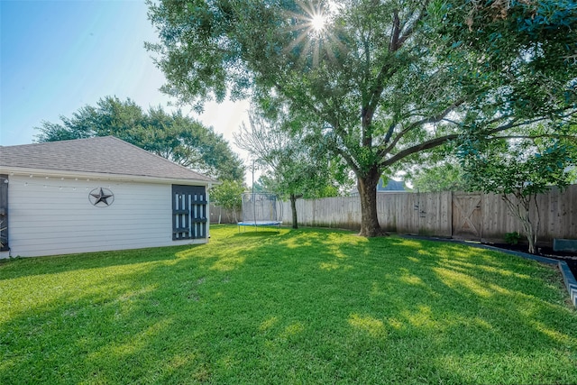 view of yard with a trampoline